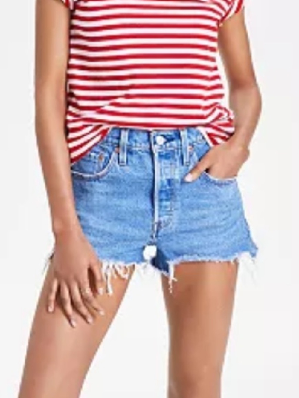 Levi's Women's Distressed Light Blue Denim 501 Cutoff Shorts size 24